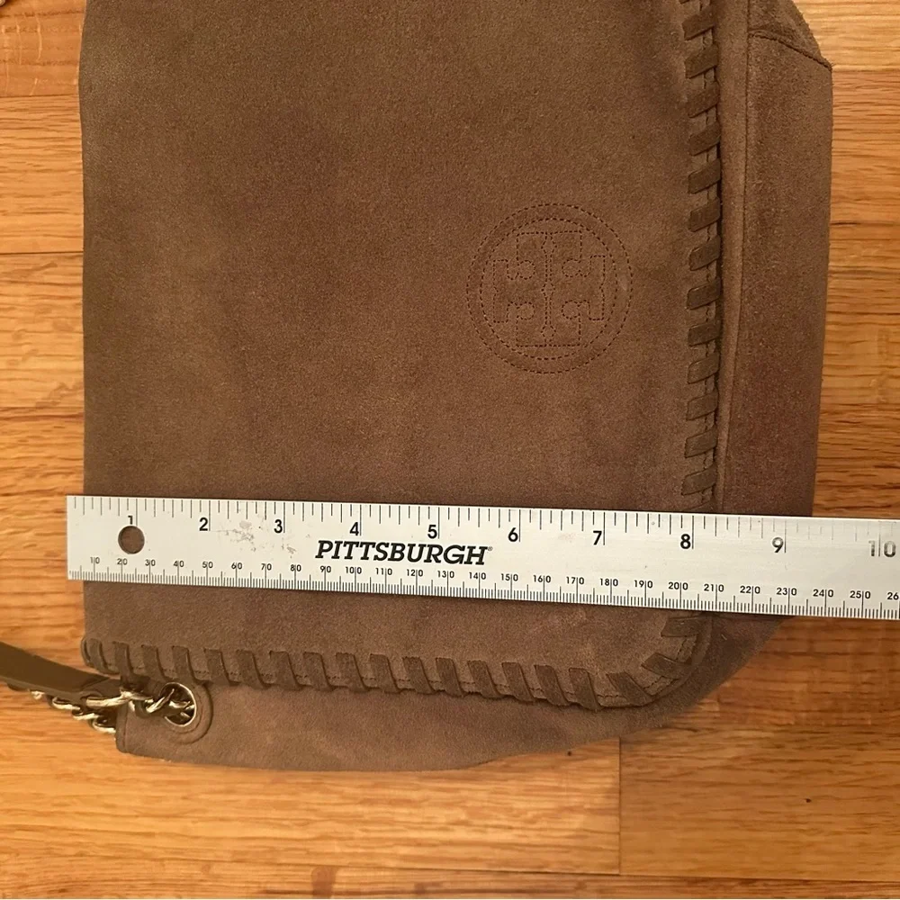 TORY BURCH Marion River Rock Suede Flap Chain Shoulder